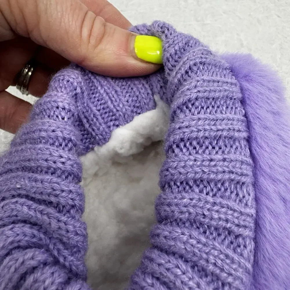 Northeast Outfitters Cozy Cabin Girls' Fur Heart Slippers Size Small Purple